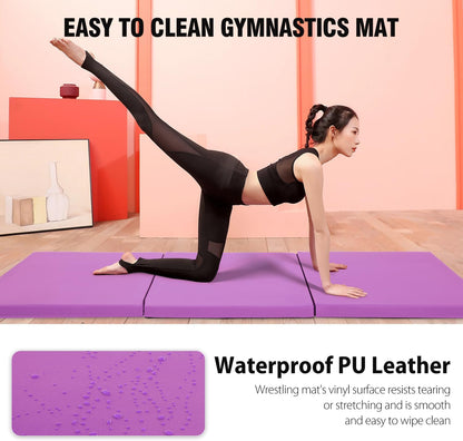 Gymnastics Tumbling Mat Portable Gymnastics Mat Foldable Tumbling Mat 2ft W 6ft L/4ft W 6ft L/4ft W 8ft L/4ft W 10ft Exercise Mat Yoga Mat with Carrying Handles for Yoga Gymnastics