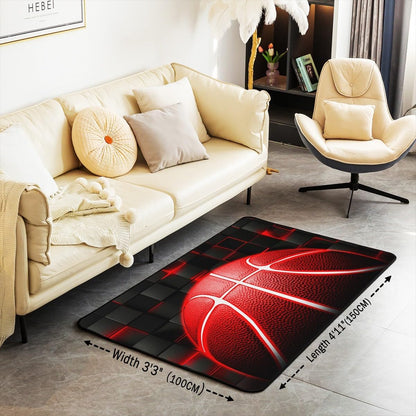 jejeloiu Basketball Living Room Rugs for Bedroom 5x7 Kids Gaming Sports Decor Carpet for Boys Girls Teens Ball Games Area Rug Soft Gift for Basketball Lover Grey and Black Room Decor