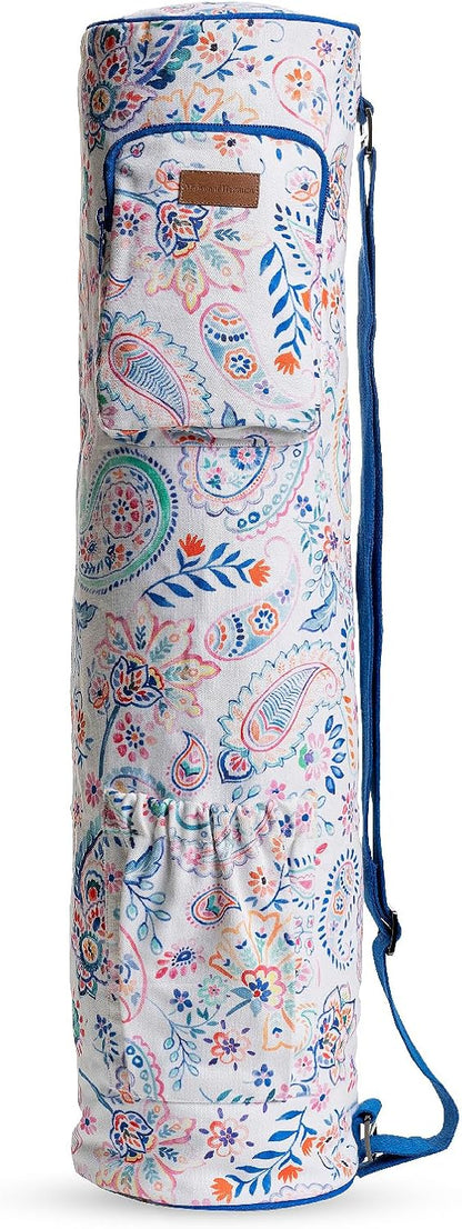 Maison d' Hermine Yoga Mat bag, Cylindrical bag for Woman&Men, yoga mat Bag &Adjustable shoulder straps Yoga Mat Carrier Bag with Drawstring Water Bottle Pocket and zipper pocket Easter Gifts