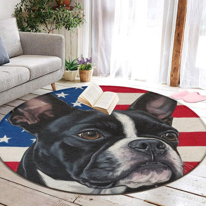 Machine Washable Modern Round Area Rug, Room Sofa Yoga Soft Round Carpet, Home Decor Non Slip Kitchen Office Circle Rug Union Jack Flag UK Mandala Art, 60inch