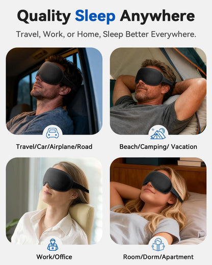 Weighted Eye Mask for Sleeping - 3D Blackout Sleep Mask for Women Men, Zero Eye Pressure, Lash-Friendly, Adjustable Strap, Airplane Travel Essentials for Long Flight & Road Trip, Meditation Mask(Gray)