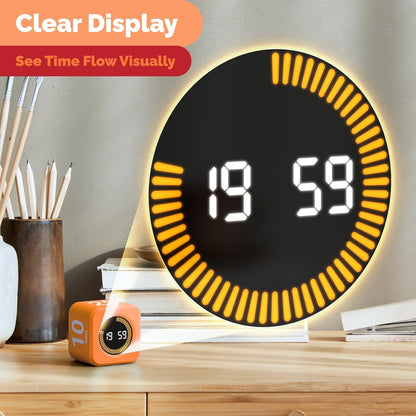 KADAMS Pomodoro Cube Timer Productivity Visual Timer - 5/10/25/50 Min Rotating Countdown (1, Green)