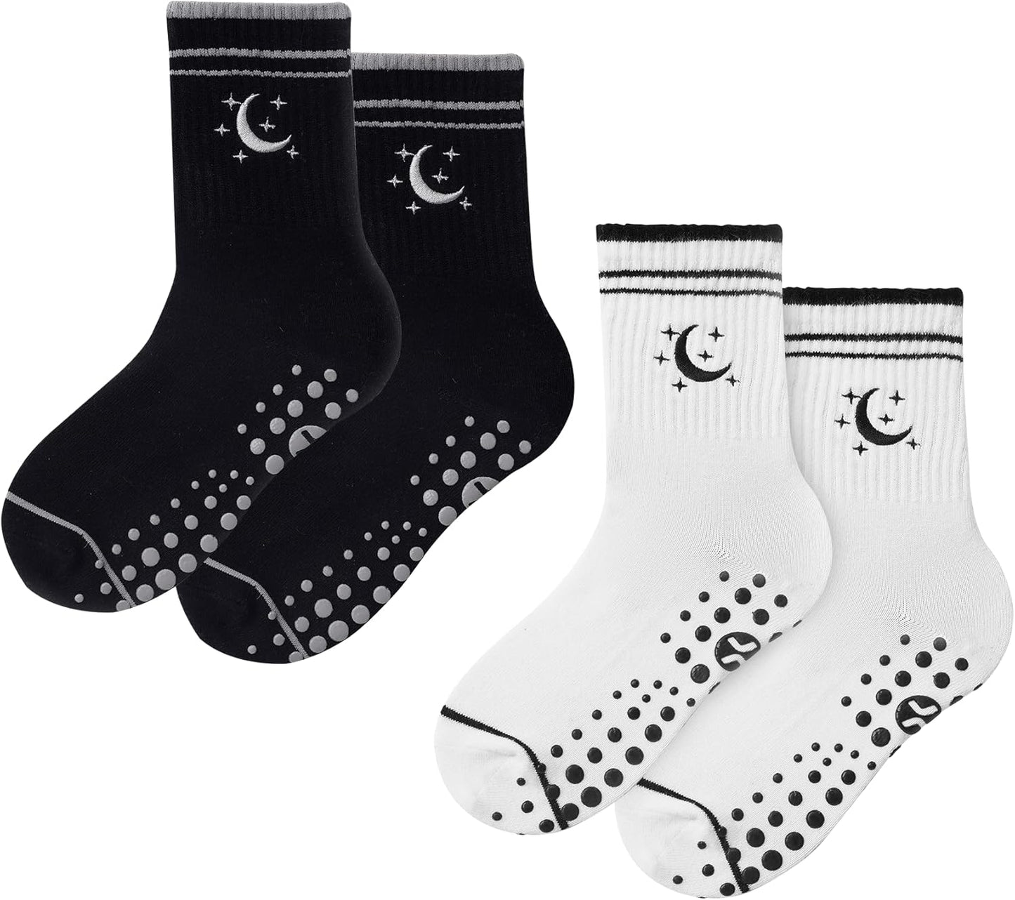 COOLMATE Pilates Socks with Grips for Women, Yoga Socks, Crew Non Slip Women for Barre, Pilates Gifts for Women - Colors B
