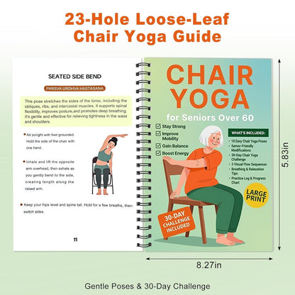 Bllavie Chair Yoga for Seniors Over 60 Book Chart,30day Beginner,Challenge to Restore Strength,Mobility,Balance and Loss Weight,Complete Guide to Look Senior Chair Exercises for Women & Men(Gradient Green)