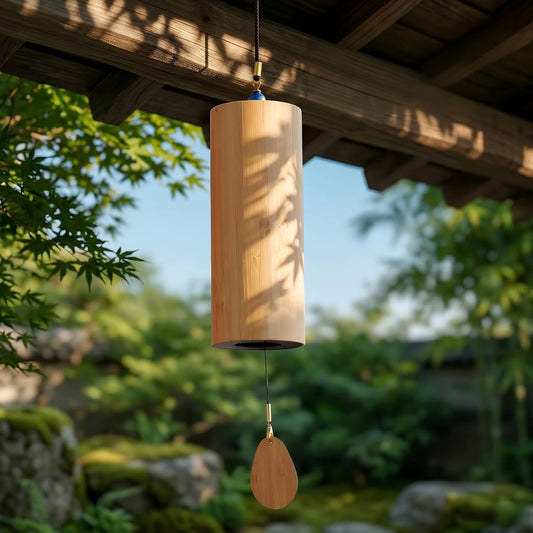 Bamboo Wind Chime-432Hz Tuned for Alpha Wave Relaxation, Focus & Meditation-Handmade Minimalist Sound Healing Tool for Yoga/Home Office/Musical Teaching Classroom/Gifting