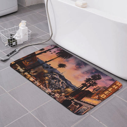 Skull Yoga Printed Rounded Corner Diatomaceous Doormat 31.5x19.7 Inch Bath Mat Rug Non Slip Shower Floor Mat, Absorbent Bathroom Rugs Mat for Anti Slip Shower Mat, Housewarming Gift