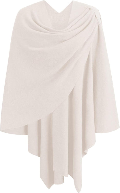 PULI Womens Large Cross Front Poncho Sweater Wrap Topper Knitted Elegant Shawls Cape for Fall Winter
