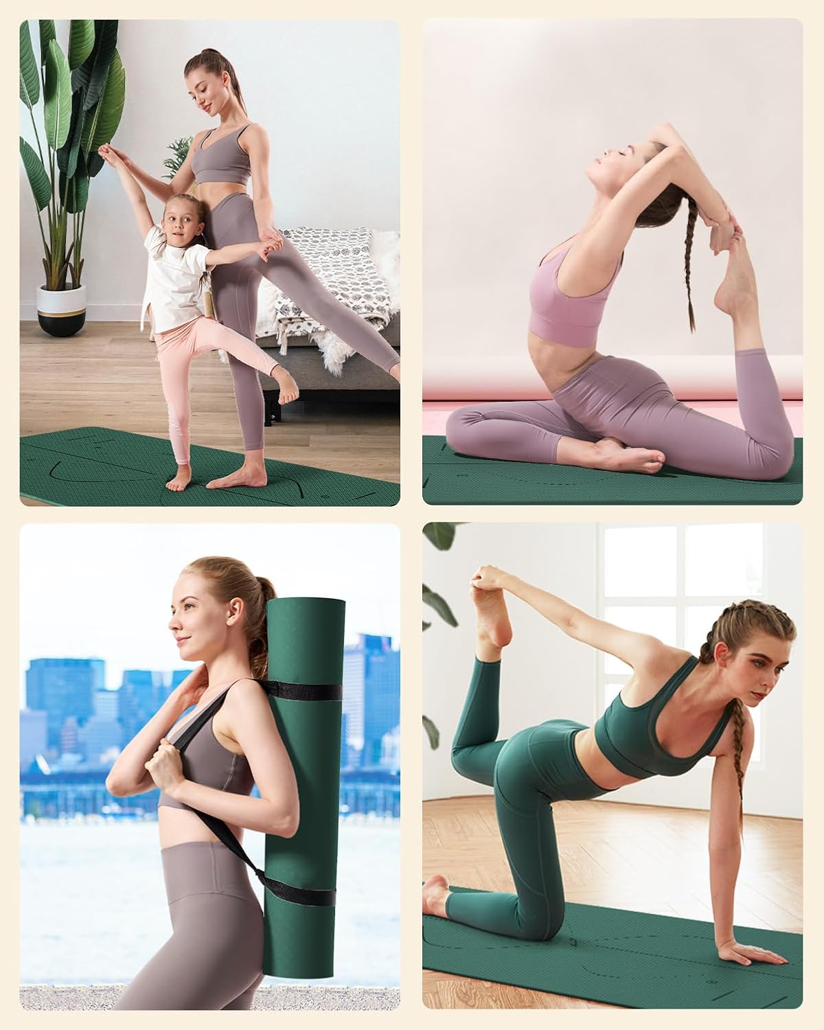YOTTOY Yoga Mat, 72"x 32"x1/3" Extra Wide Non-Slip Exercise Fitness Yoga Mats,Eco-Friendly TPE Exercise Mats for Women Men Home Workout with Strap Bag