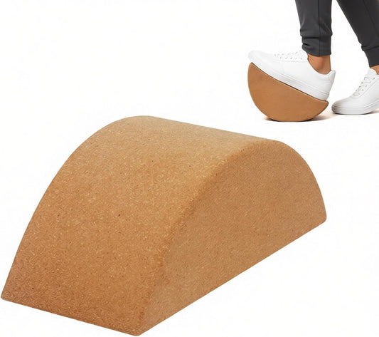 HiSnug Cork Calf Stretcher Foot Rocker - Half Moon Yoga Block for Plantar Fasciitis, Recovery Ankle Stretcher Balance Blocks Leg Muscle Strength Traning Sports Workout Equipment, Anti-Slip