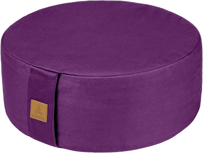 Zafu Buckwheat Meditation Cushion,D=13"/16" H=5.5",Round Zabuton Meditation Pillow,Yoga Bolster Kneeling Pillow Premium Yoga Pillow for Sitting on Floor Zippered Cotton Cover