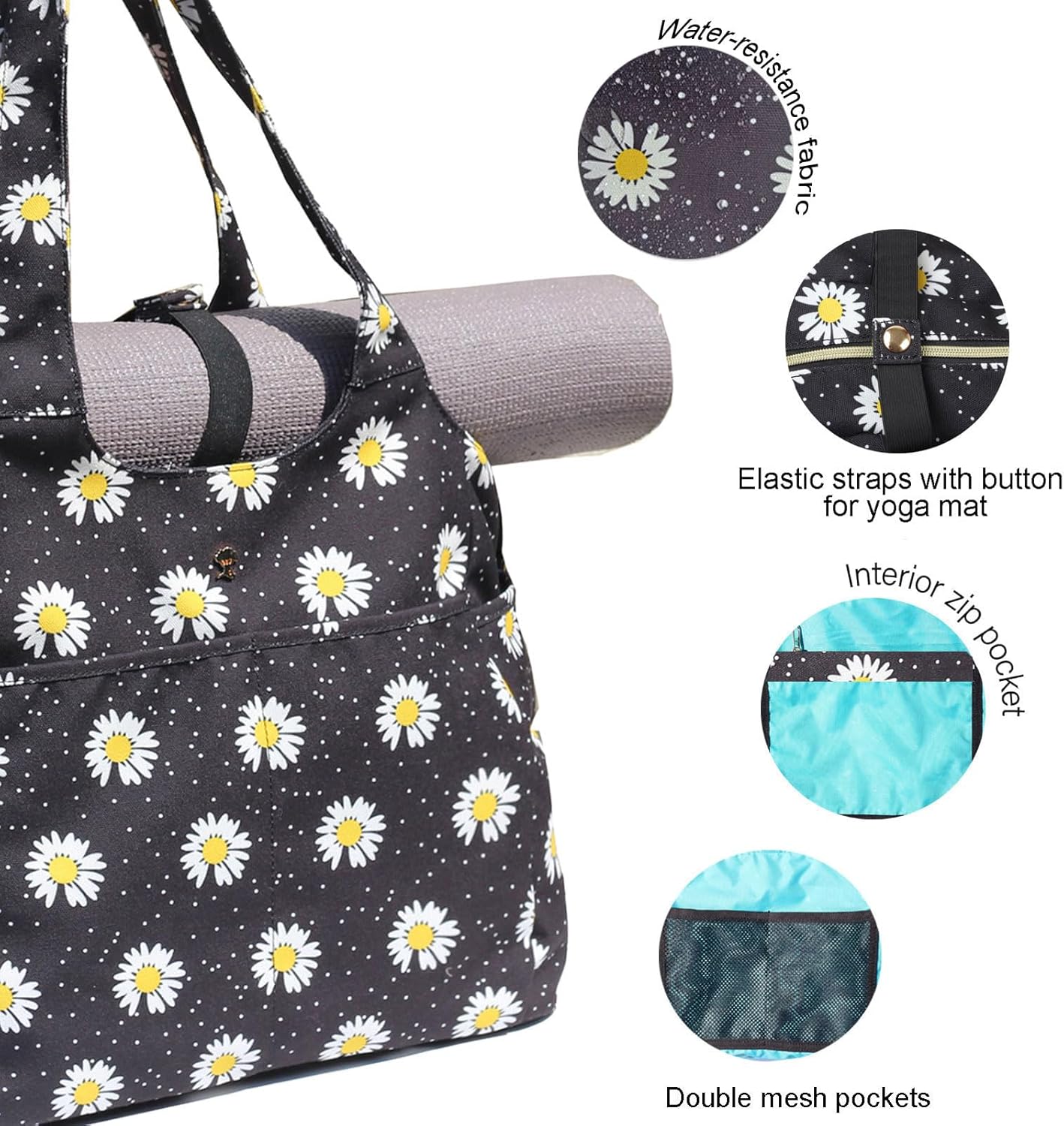 ESVAN Yoga Tote Bag Mat bag Women Shoulder Bags Carryall Tote for Travel Office Workout Gym Nurse Beach