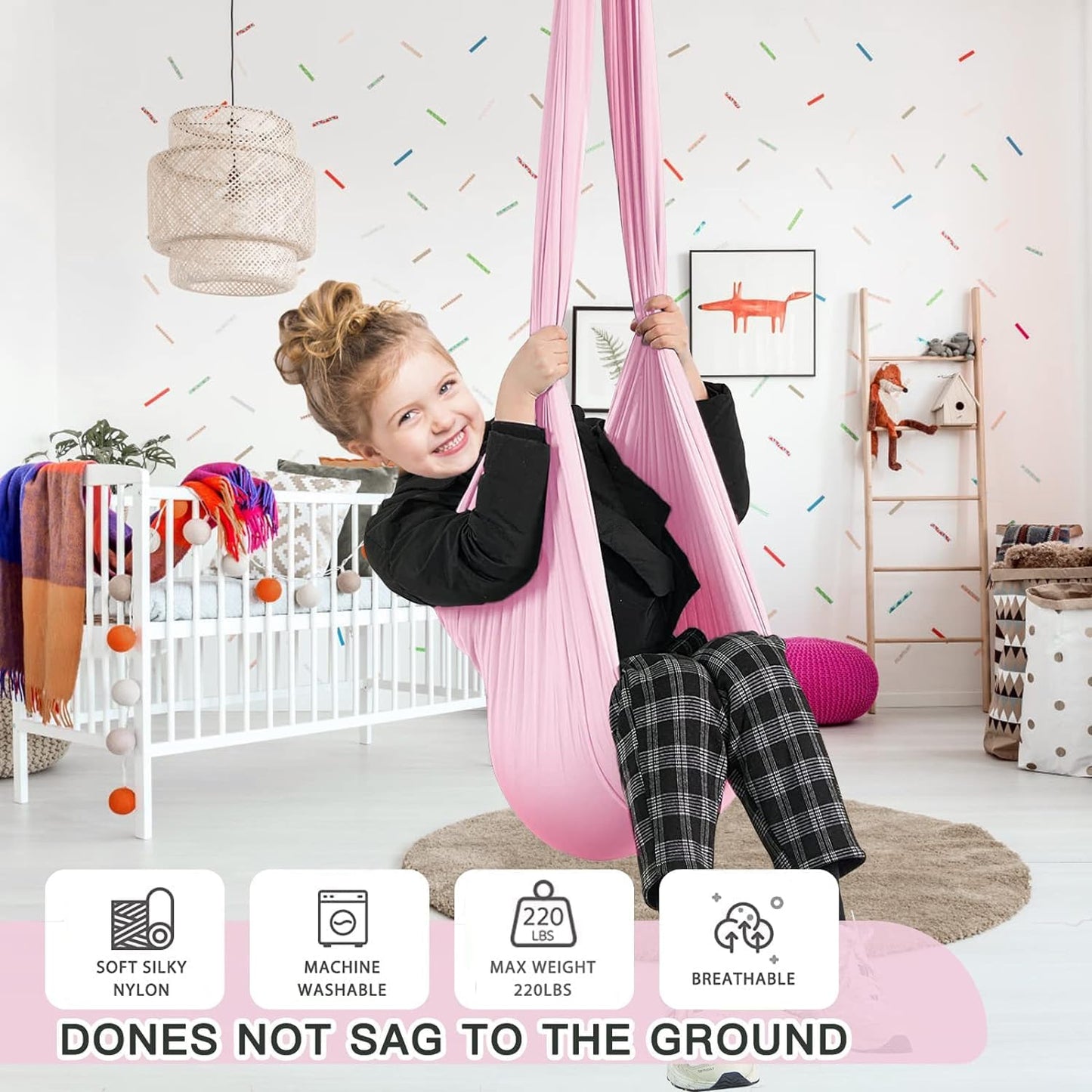 Aokitec Therapy Swing for Kids with Special Needs (Hardware Included) Snuggle Swing Cuddle Hammock Indoor Adjustable Aerial Yoga for Children with Autism, ADHD, Asperger, Sensory Integration