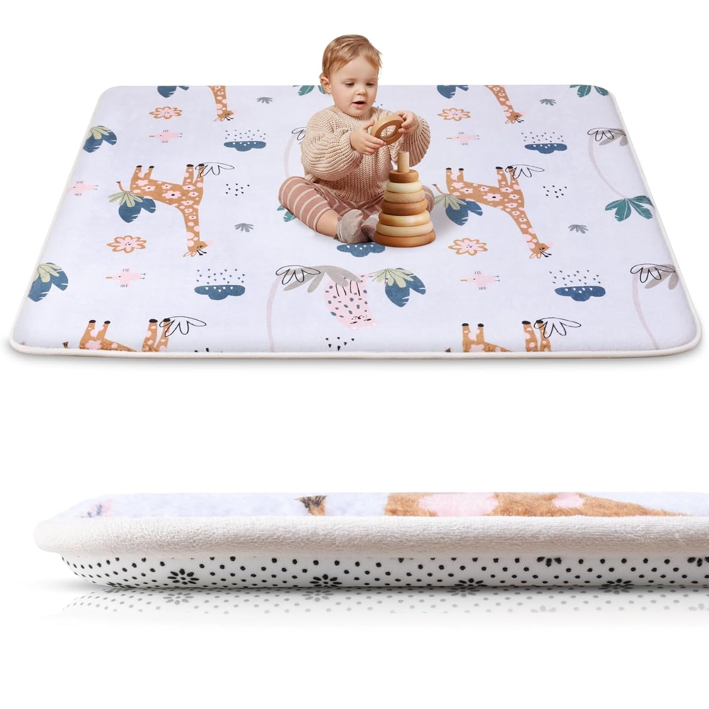 Large Thick Baby Play Mat for Floor,Padded Foam 59x79 Playpen Mat,Soft Support&Plush Feel Nursery Kids Rug,Non Slip for Toddler,Infants,Kids Playroom,Yoga,Baby Crawling,Tummy Time (Light Grey)