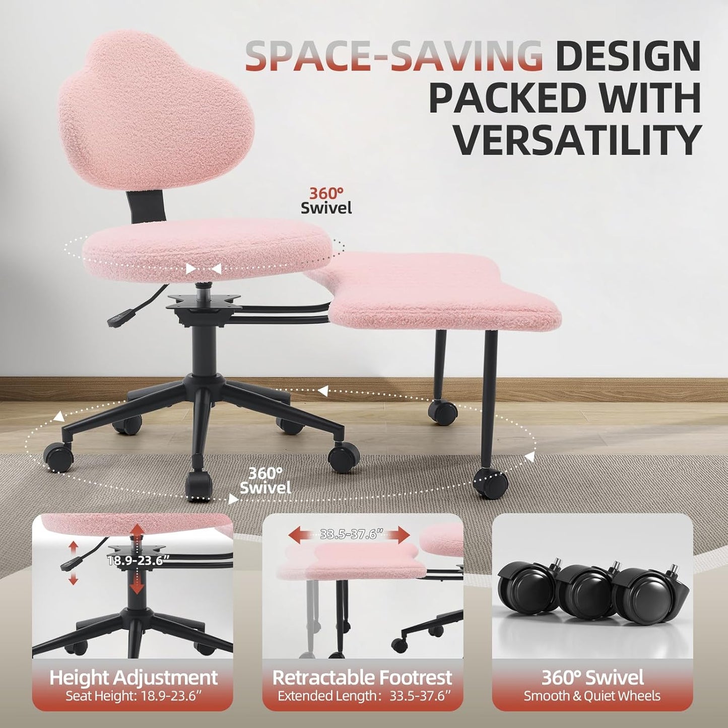 Ergonomic Cross Legged Chair, 360° Swivel Meditation Chair with Wheels, Height Adjustable Seat for Meditation, ADHD & Yoga, PU Leather Yoga Stool for Home Office, Black