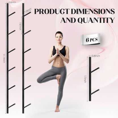 6 Tier Yoga Mat Rack,Yoga Mat Holder Wall Mount,Yoga Mat Storage Rack,Holds 30 lbs for Foam Rollers,Resistance Bands,Home Gym