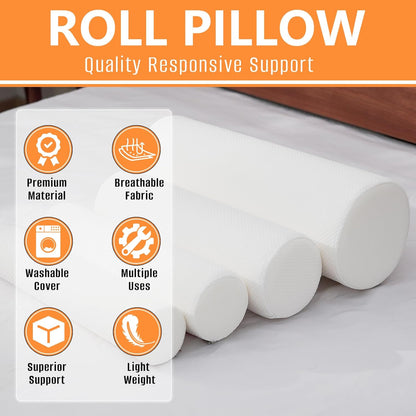 2 Pack Round Massage Table Bolster Pillow Pad, Bolster Pillow, Round Pillows, Suitable for Earthlite Massage Table (Grey, 7.8''x19.6'')