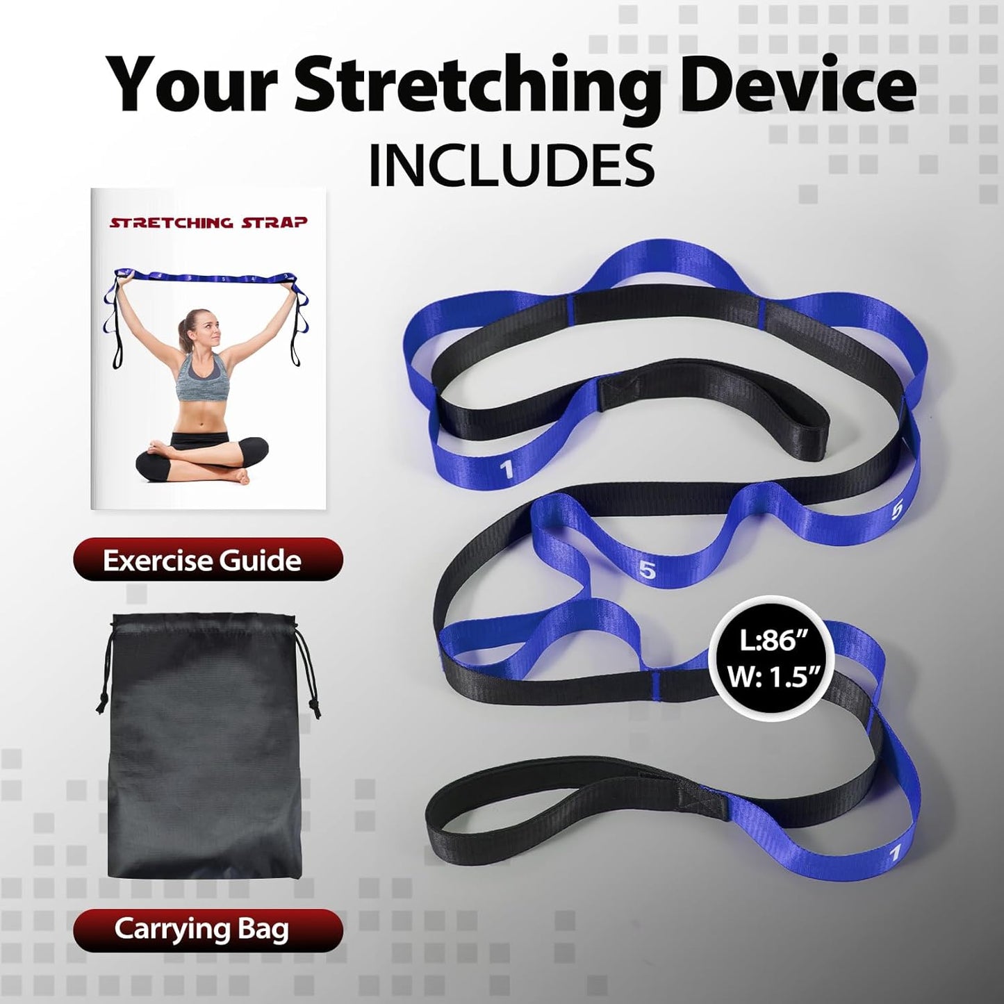 Acozycoo Stretching Strap with Loops for Physical Therapy,Yoga Strap for Stretching,Home Workout,Pilate & Flexibility Training,Non-Elastic Exercise Stretch Band for Hamstring,Leg Stretcher Belt,Flexibility Fascia