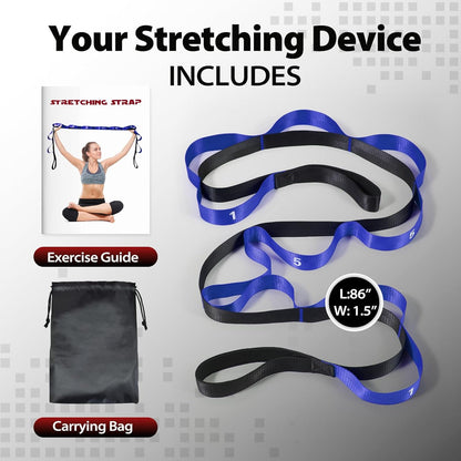 Acozycoo Stretching Strap with Loops for Physical Therapy,Yoga Strap for Stretching,Home Workout,Pilate & Flexibility Training,Non-Elastic Exercise Stretch Band for Hamstring,Leg Stretcher Belt,Flexibility Fascia