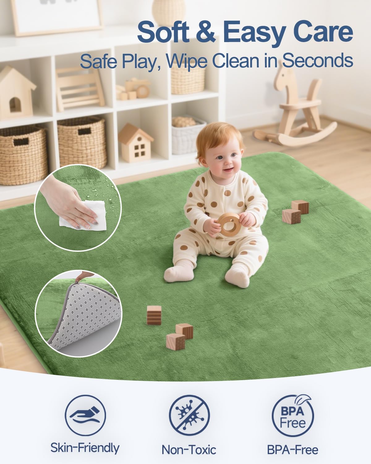 Large Thick Baby Play Mat for Floor,Padded Foam 59x79 Playpen Mat,Soft Support&Plush Feel Nursery Kids Rug,Non Slip for Toddler,Infants,Kids Playroom,Yoga,Baby Crawling,Tummy Time (Light Grey)