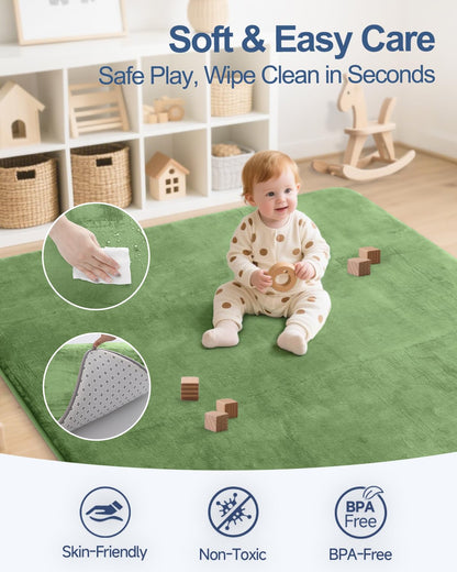 Large Thick Baby Play Mat for Floor,Padded Foam 59x79 Playpen Mat,Soft Support&Plush Feel Nursery Kids Rug,Non Slip for Toddler,Infants,Kids Playroom,Yoga,Baby Crawling,Tummy Time (Light Grey)