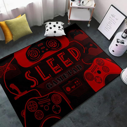 Game Controller Rugs for Bedroom Boys Living Room Gamer Gamepad Red Carpets Floor Mat Player Indoor Mats Gaming Art Design Home Decor Crystal Doormat Yoga Mats 3'x5'