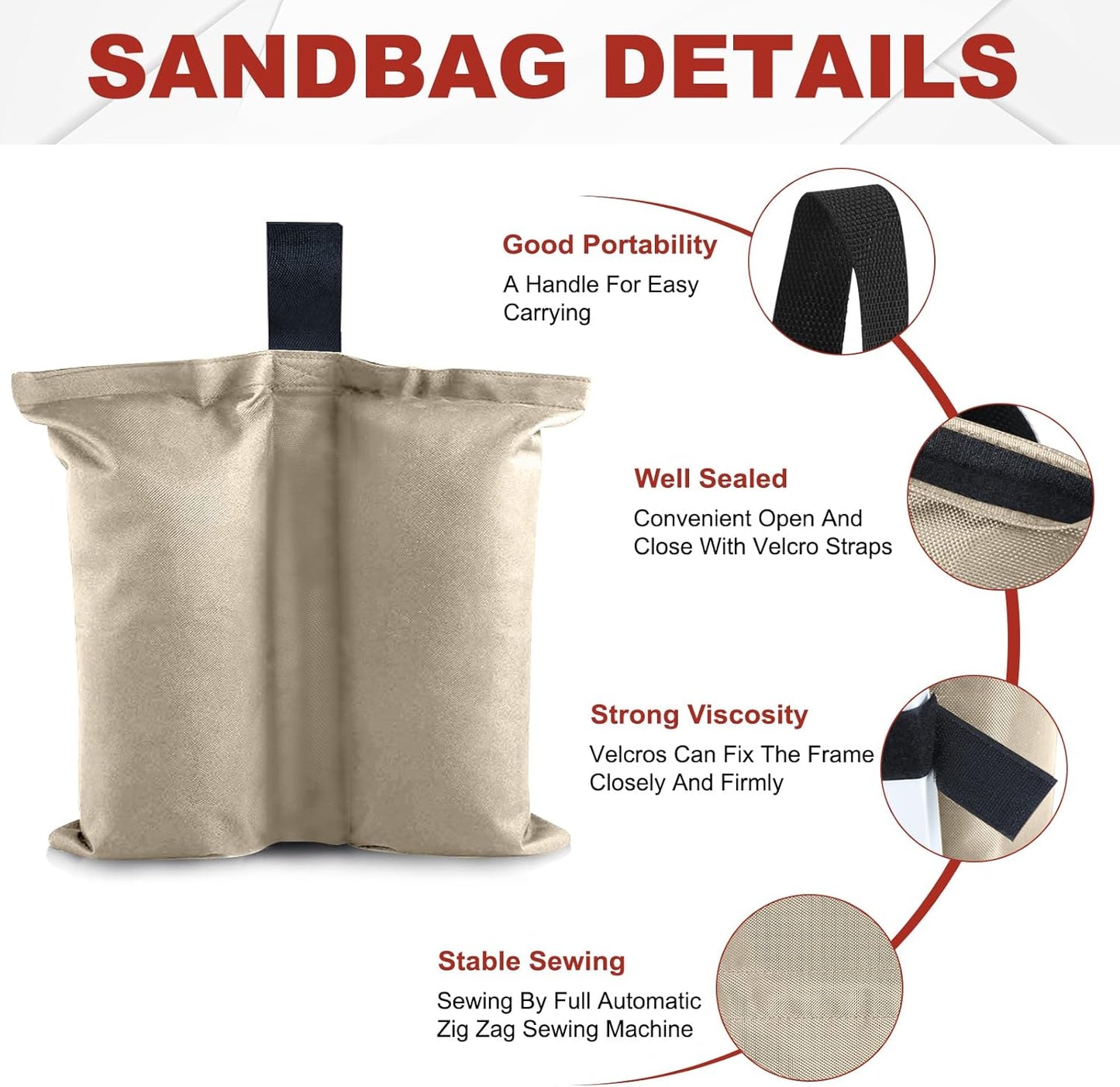 ABCCANOPY Canopy Weights 120 LBS Gazebo Tent Sand Bags,4-Pack Gray (Without Sand)
