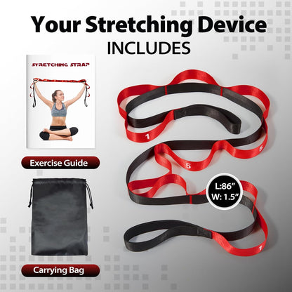 Acozycoo Stretching Strap with Loops for Physical Therapy,Yoga Strap for Stretching,Home Workout,Pilate & Flexibility Training,Non-Elastic Exercise Stretch Band for Hamstring,Leg Stretcher Belt,Flexibility Fascia