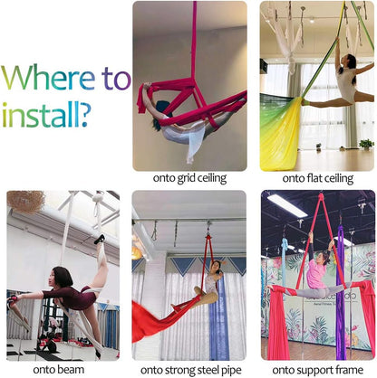 Deluxe Aerial Silks Equipment Set - 11 Yards Aerial Yoga Hammock Swing for Acrobatic, Circus Arts, Dance (L:10m W:2.8m)