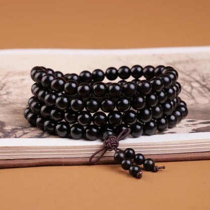 Handmade Mala Beads Bracelet 108 8mm Prayer Meditation Bracelet Sandalwood Elastic, Buddhist Beads, Prayer Mala Necklace for Men and Women Gifts