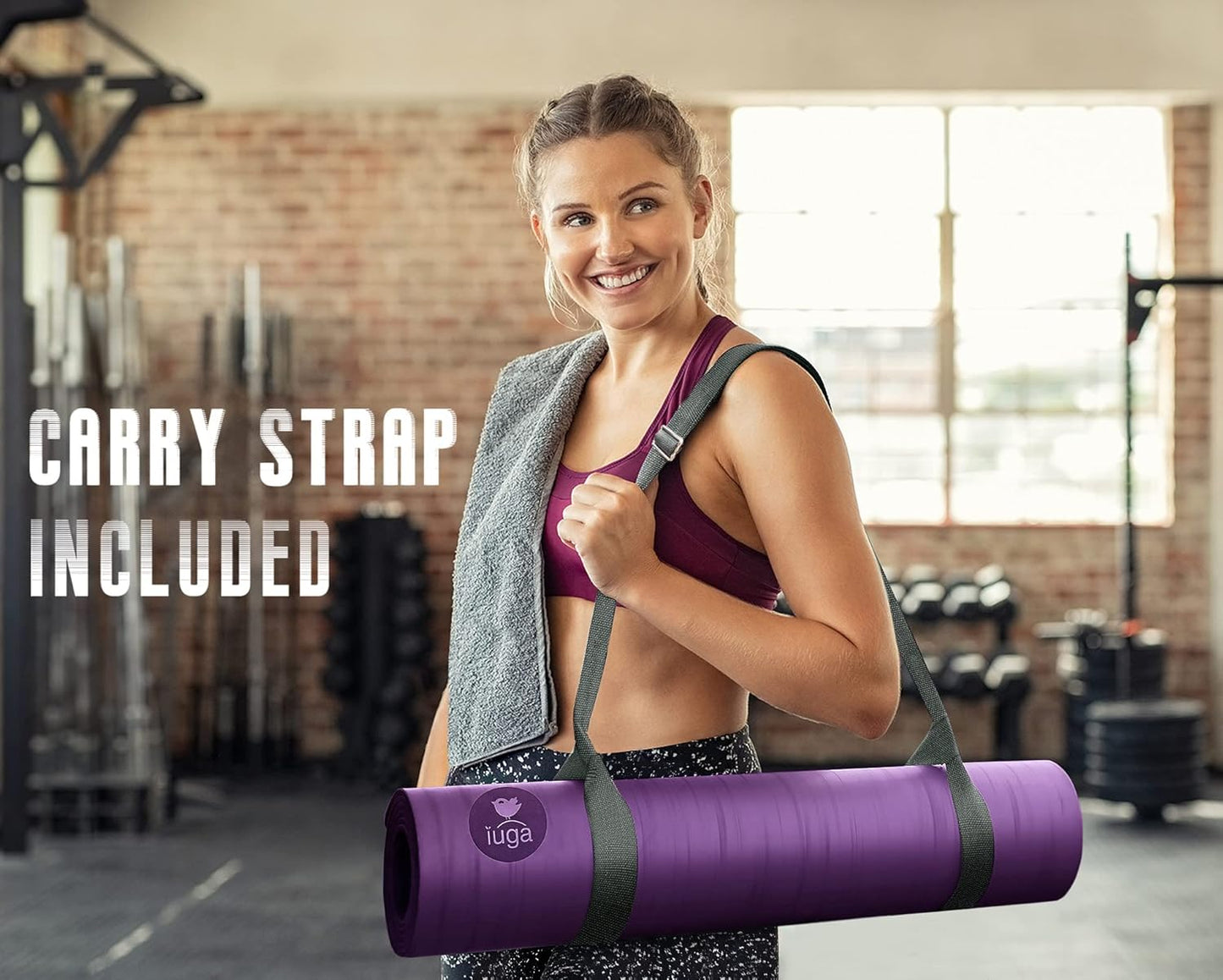 IUGA Pro Yoga Mat Non Slip Pilates Mat Anti-tear Eco Friendly Hot Yoga Mat with SGS Certified Material Free Carrying Strap Included