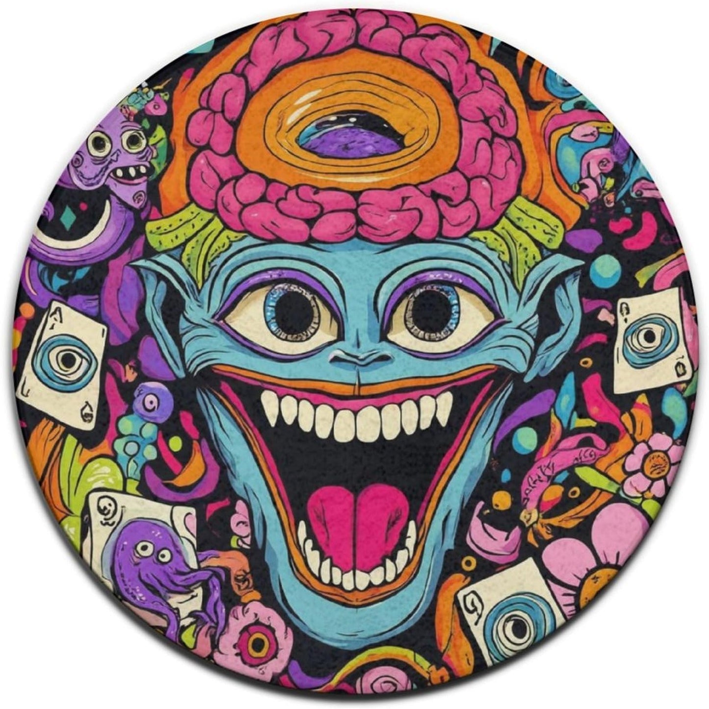 Home Decor Non Slip Kitchen Office Circle Rug, Machine Washable Modern Round Area Rug, Room Sofa Yoga Soft Round Carpet Purple Galaxy Trippy Space Astronaut Art, 36inch