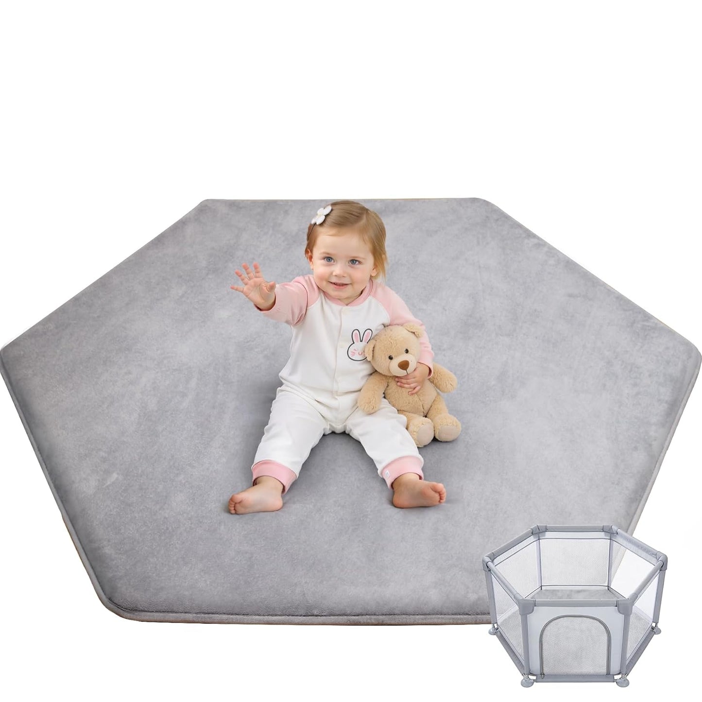 Large Thick Baby Play Mat for Floor,Padded Foam 59x79 Playpen Mat,Soft Support&Plush Feel Nursery Kids Rug,Non Slip for Toddler,Infants,Kids Playroom,Yoga,Baby Crawling,Tummy Time (Light Grey)