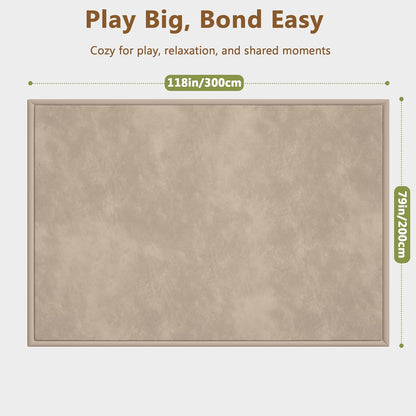 Baby Play Mat for Floor, 1.3'' Thick Memory Foam Tummy Time Mat - Super Soft Coral Velvet Nursery Rug with Non-Slip Backing, Crawling Rug for Toddlers/Infants, Yoga & Tatami Use, Oatmeal, 79''x 118''
