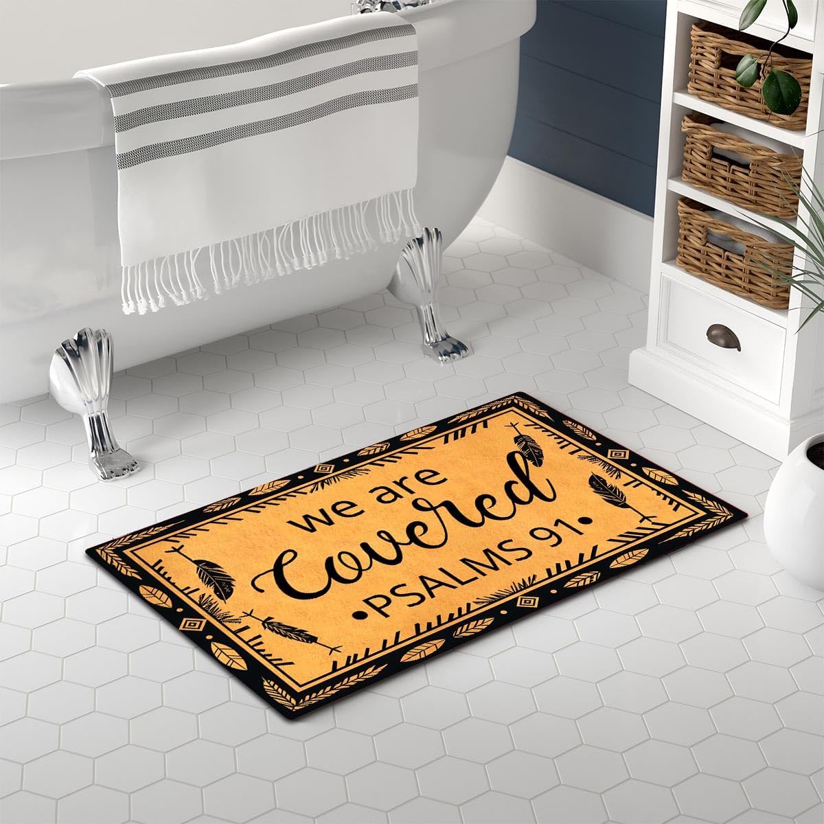 MELODADDY Funny Welcome Doormat Front Door Decor Rugs with Rubber Back 30"(L) x 18"(W) Personalized Matt Outside Entrance (Leave Your Worries At the Door Yoga Meditation Namaste)