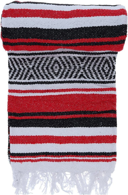 BlackCanyon Gear Falsa Blanket Rolled Cotton Blend OL124 Mexican Style Saddle Yoga Beach Blanket Aztec Throw Colorful Serape - 4FT x 6FT