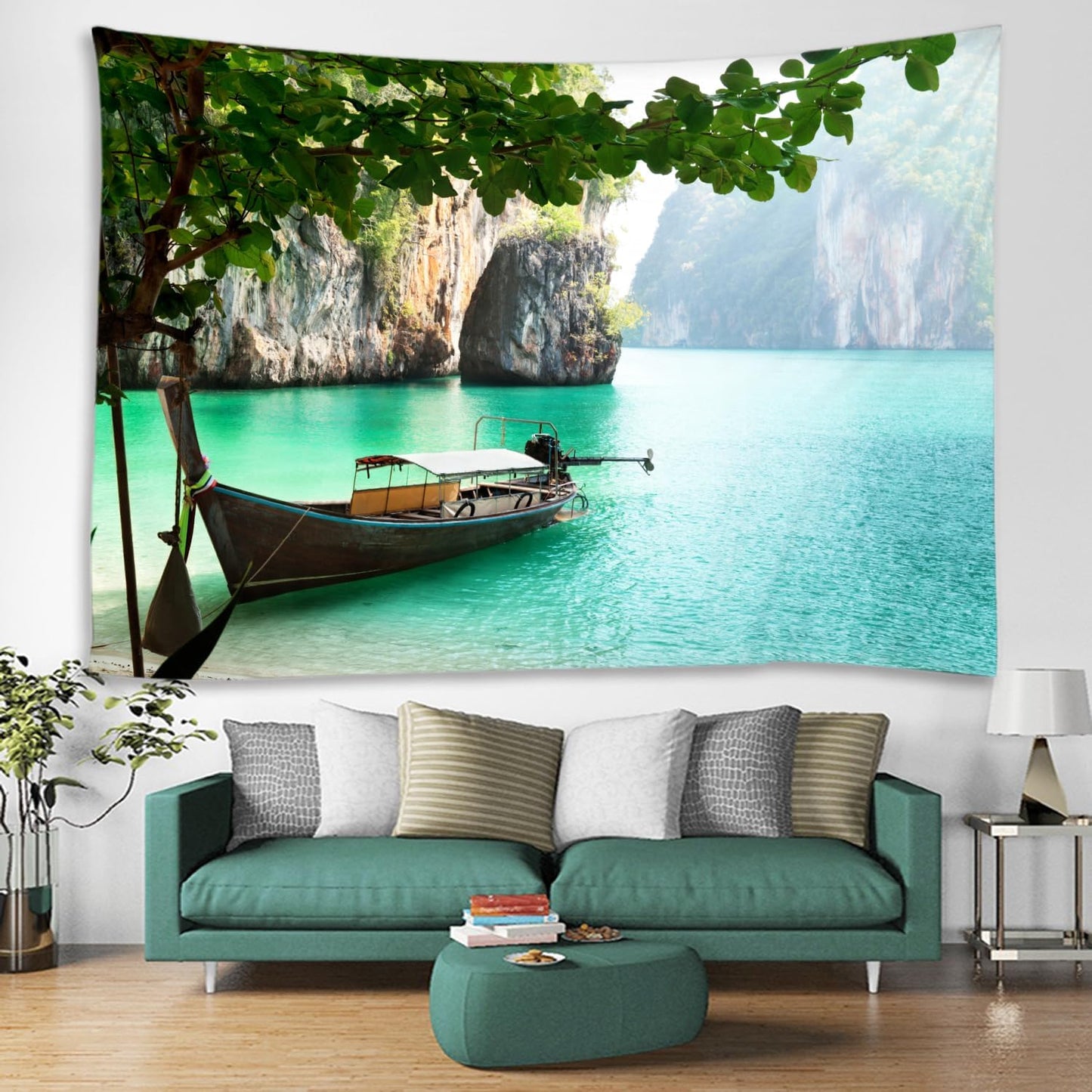 LYFANS Wooden Bridge Water Printing Fabric Tapestry Decorative Wall Art Tablecloth Bed Cover Picnic Carpet Beach Towel Bedroom Dormitory Living Room Multi functional Tapestry 79 x 59 inches