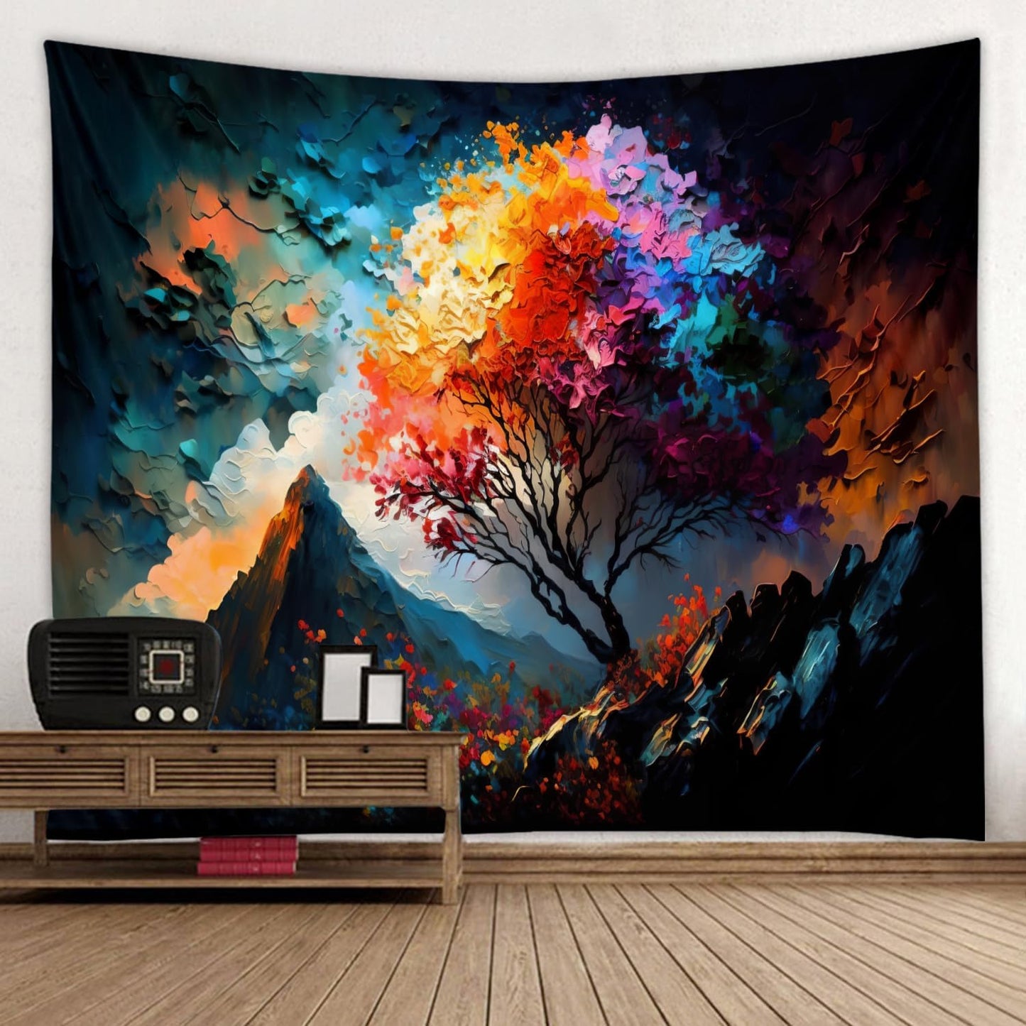 LYFANS Wooden Bridge Water Printing Fabric Tapestry Decorative Wall Art Tablecloth Bed Cover Picnic Carpet Beach Towel Bedroom Dormitory Living Room Multi functional Tapestry 79 x 59 inches