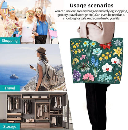 Tote Shoulder Bag Large Durable Reusable Eco-friendly Handbag Lightweight Stylish for Daily Use-19.7x15.7x5.9 Inch - Colors B