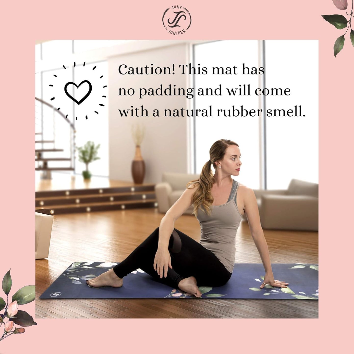 June & Juniper Travel Yoga Mat Foldable Lightweight - Thin Light Non-Slip Travel Yoga Mat Eco