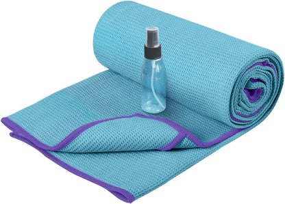 Heathyoga Hot Yoga Towel Non Slip, Microfiber Non Slip Yoga Mat Towel, Exclusive Corner Pockets Design, Dual-Grip, Sweat Absorbent, Perfect for Hot Yoga, Bikram, Pilates and Yoga Mats