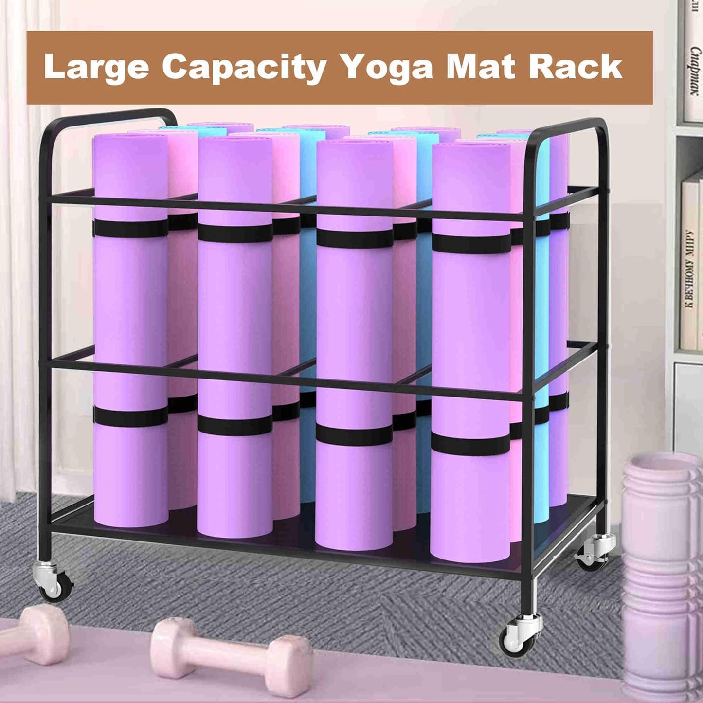 Yoga Mat Holder Organizer Yoga Mat Storage Rack Basket for Home Gym Exercise Workout Equipment Storage Shelf Cart