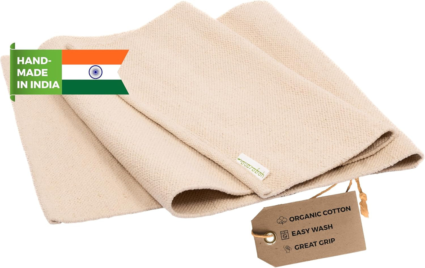 Yogasana Organic Cotton Yoga Mat - Non Slip Hand-Woven Foldable Yoga Rug Provides Excellent Comfort, Traction & Support - Travel Extra Thick Yoga Mats for Indoor & Outdoor Use - 24 x 72 Inches