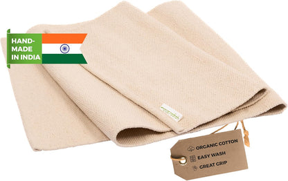 Yogasana Organic Cotton Yoga Mat - Non Slip Hand-Woven Foldable Yoga Rug Provides Excellent Comfort, Traction & Support - Travel Extra Thick Yoga Mats for Indoor & Outdoor Use - 24 x 72 Inches