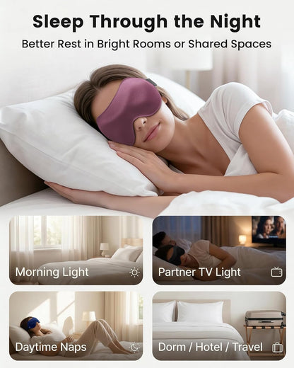 3 Pack Sleep Masks for Side Sleepers, True Blackout 3D Eye Mask for Sleeping, Zero Eye Pressure, Lash-Friendly, Adjustable Soft Eye Cover for Women Men, Travel Night Blindfold