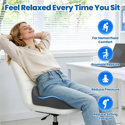 SweetSlubr Large Donut Pillow Seat Cushion for Hemorrhoid Discomfort&Tailbone Pressure, Office Chair Cushion for Long Sitting, Ergonomic Coccyx Pillow for Postpartum Pregnancy, Lifting Cushions, Black