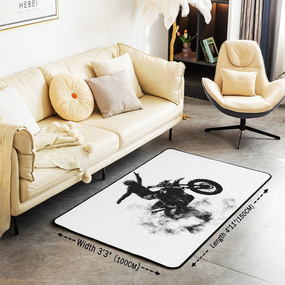 Feelyou Dirt Bike Area Rug 3x5 Kids Extreme Sports Green Honeycomb Living Room Rugs for Bedroom Boys Girls Teens Racing Motocross Rider Decorative Carpet Rug Non-Slip Motorcycle Indoor Floor Mat