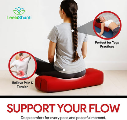 Rectangular Yoga Bolster Pillow for Meditation, Yoga & Back Support – Soft Meditation Cushion with Removable Hand Wash Cotton Cover & Carry Handle (beige)