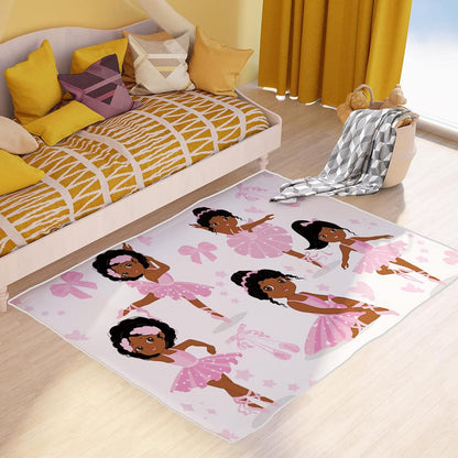 Black Girl Area Rug for Bedroom African Black Girls Floor Rugs for Living Room Playroom Cartoon Art Home Decor Soft Yoga Mats for Women Afro Purple 47" x 31" (2.7 x 3 Feet)