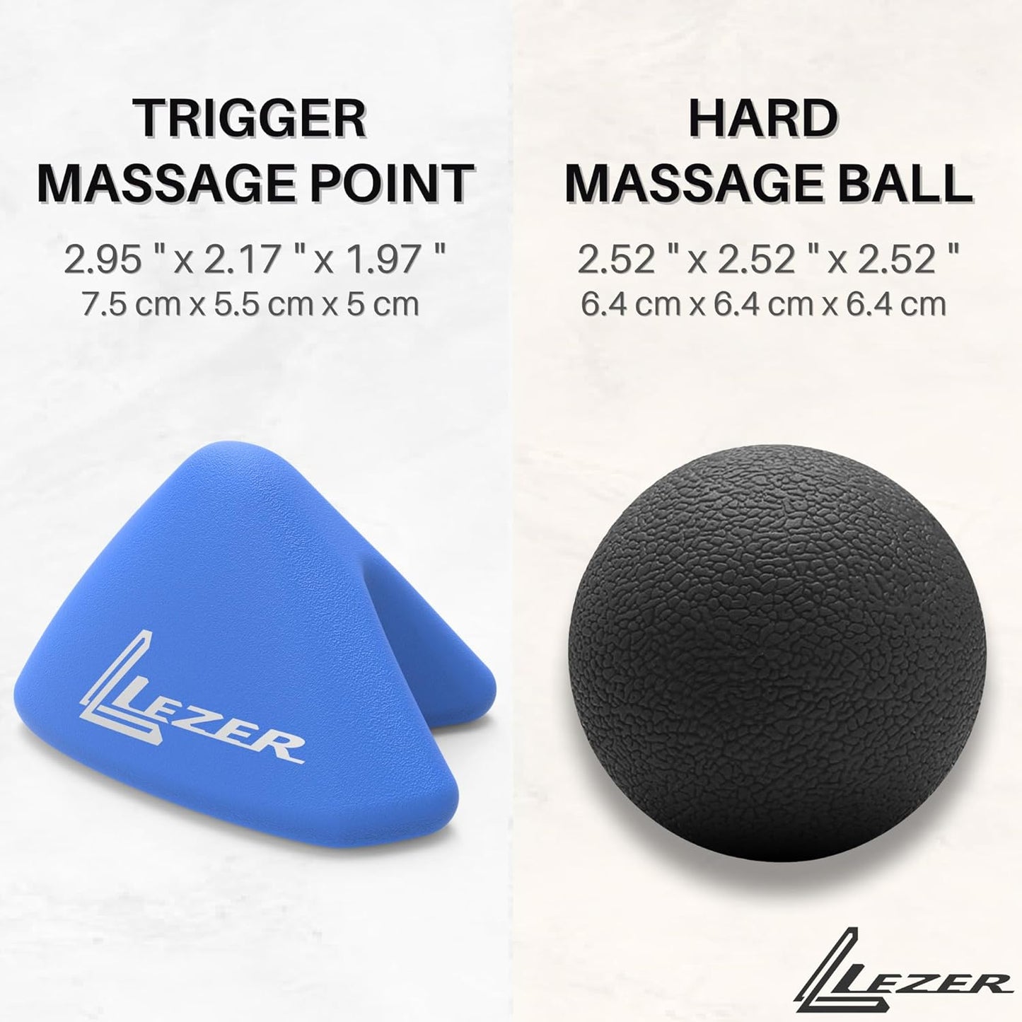LEZER Trigger Massage Point, Manual Massage Ball, Muscle Knots Relief Tool, Myofascial Release, Physical Therapy, Deep Tissue Back Massage, Plantar Fasciitis, 2.9 in x 2.1 in (Blue)