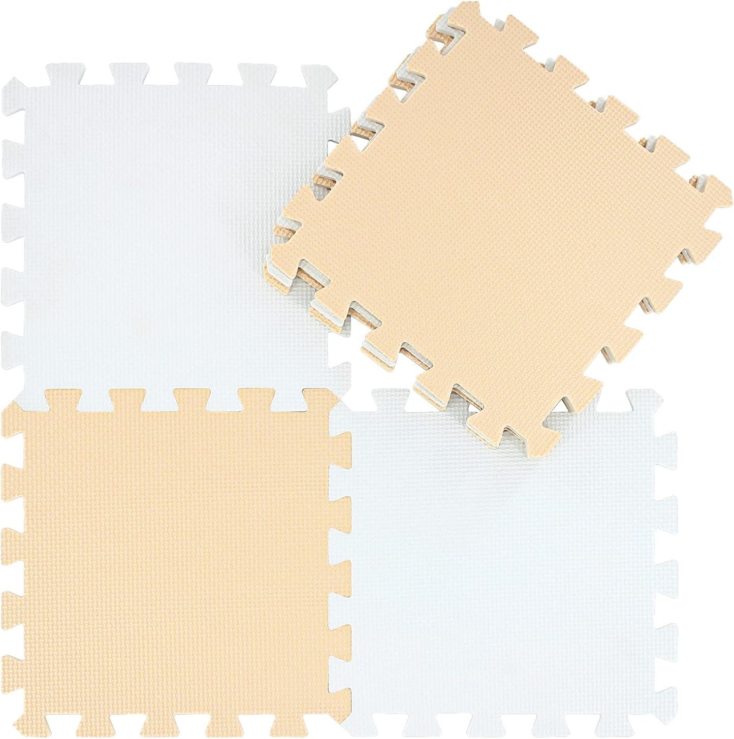qqpp EVA Rubber 18 Tiles Interlocking Puzzle Foam Floor Mats - Baby Play Mat for Playing | Exercise Mat for Home Workout. White, Pink, Gray. QC-ACLb18N